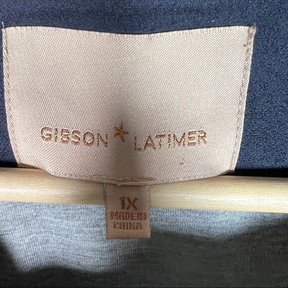Gibson Latimer Navy blue faux vegan suede full zip jacket size 1X XL B129 - Picture 2 of 4